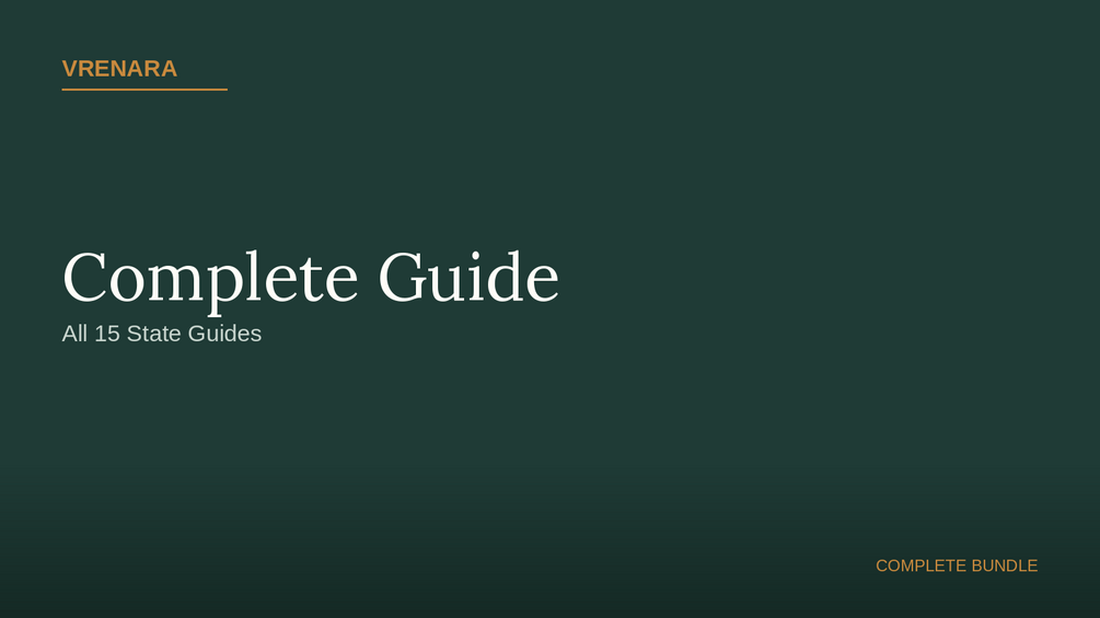 Vrenara Complete Dementia Care State Guide Bundle cover showing all 15 state guides