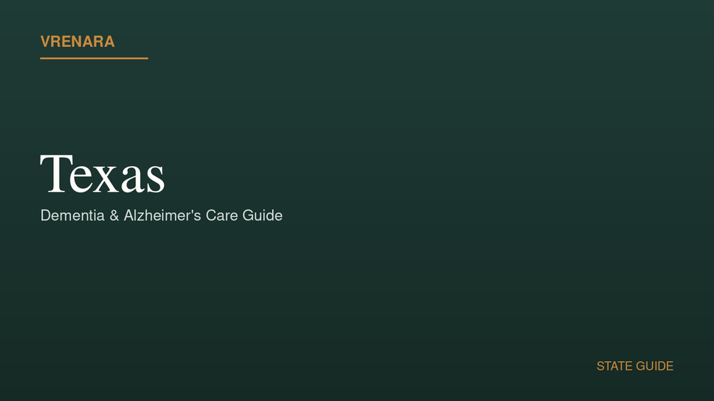 Vrenara Texas Dementia Care Guide cover